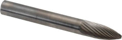 SGS Pro - 1/4" Cut Diam, 1/4" Shank Diam, Tree Head Single Cut Burr - Carbide, Point End, 5/8" LOC, 2" OAL - Exact Tooling