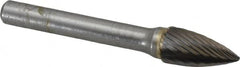SGS Pro - 3/8" Cut Diam, 1/4" Shank Diam, Tree Head Single Cut Burr - Carbide, Point End, 3/4" LOC, 2-1/2" OAL - Exact Tooling