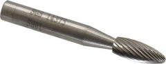 SGS Pro - 1/4" Cut Diam, 1/4" Shank Diam, Flame Head Single Cut Burr - Carbide, Radius End, 5/8" LOC, 2" OAL - Exact Tooling