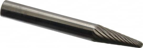 SGS Pro - 1/4" Cut Diam, 1/4" Shank Diam, Taper Head Single Cut Burr - Carbide, Radius End, 5/8" LOC - Exact Tooling