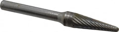 SGS Pro - 3/8" Cut Diam, 1/4" Shank Diam, Taper Head Single Cut Burr - Carbide, Radius End, 1-1/16" LOC - Exact Tooling