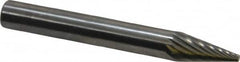 SGS Pro - 1/4" Cut Diam, 1/4" Shank Diam, Cone Head Single Cut Burr - Carbide, Point End, 1/2" LOC - Exact Tooling