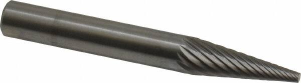 SGS Pro - 1/4" Cut Diam, 1/4" Shank Diam, Cone Head Single Cut Burr - Carbide, Point End, 3/4" LOC - Exact Tooling