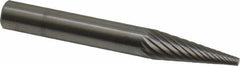 SGS Pro - 1/4" Cut Diam, 1/4" Shank Diam, Cone Head Single Cut Burr - Carbide, Point End, 3/4" LOC - Exact Tooling