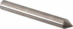 SGS Pro - 1/4" Cut Diam, 1/4" Shank Diam, Cone Head Single Cut Burr - Carbide, Point End, 3/16" LOC, 2" OAL - Exact Tooling