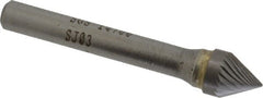SGS Pro - 3/8" Cut Diam, 1/4" Shank Diam, Cone Head Single Cut Burr - Carbide, Point End, 5/16" LOC, 2-1/16" OAL - Exact Tooling