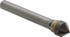 SGS Pro - 3/8" Cut Diam, 1/4" Shank Diam, Cone Head Single Cut Burr - Carbide, Point End, 3/16" LOC, 2-1/16" OAL - Exact Tooling