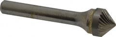 SGS Pro - 1/2" Cut Diam, 1/4" Shank Diam, Cone Head Single Cut Burr - Carbide, Point End, 1/4" LOC, 2" OAL - Exact Tooling