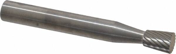 SGS Pro - 1/4" Cut Diam, 1/4" Shank Diam, Inverted Cone Head Single Cut Burr - Carbide, Flat End, 5/16" LOC - Exact Tooling