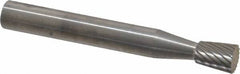 SGS Pro - 1/4" Cut Diam, 1/4" Shank Diam, Inverted Cone Head Single Cut Burr - Carbide, Flat End, 5/16" LOC - Exact Tooling