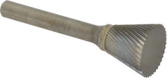 SGS Pro - 3/4" Cut Diam, 1/4" Shank Diam, Inverted Cone Head Single Cut Burr - Carbide, Flat End, 5/8" LOC - Exact Tooling