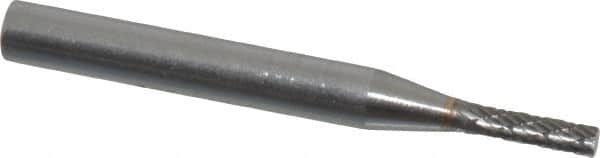 SGS Pro - 1/8" Cut Diam, 1/4" Shank Diam, Cylinder Head Double Cut Burr - Carbide, Flat End, 1/2" LOC - Exact Tooling