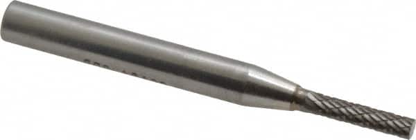 SGS Pro - 1/8" Cut Diam, 1/4" Shank Diam, Cylinder Head Double Cut Burr - Carbide, Flat End, 5/8" LOC, 2" OAL - Exact Tooling