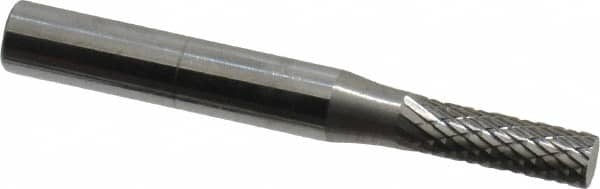 SGS Pro - 3/16" Cut Diam, 1/4" Shank Diam, Cylinder Head Double Cut Burr - Carbide, Flat End, 5/8" LOC, 2" OAL - Exact Tooling