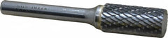 SGS Pro - 1/2" Cut Diam, 1/4" Shank Diam, Cylinder Head Double Cut Burr - Carbide, Flat End, 1" LOC, 2-3/4" OAL - Exact Tooling