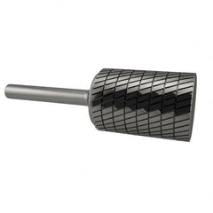 SGS Pro - 5/8" Cut Diam, 1/4" Shank Diam, Cylinder Head Double Cut Burr - Carbide, Flat End, 1" LOC, 2-3/4" OAL - Exact Tooling