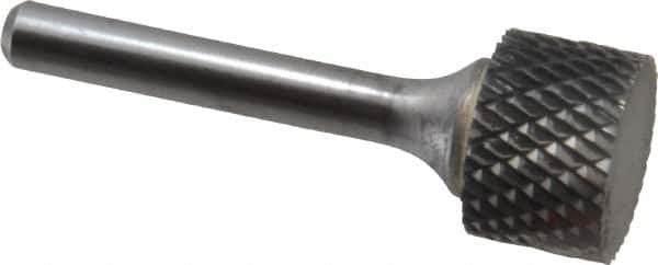 SGS Pro - 3/4" Cut Diam, 1/4" Shank Diam, Cylinder Head Double Cut Burr - Carbide, Flat End, 1/2" LOC - Exact Tooling