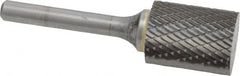 SGS Pro - 3/4" Cut Diam, 1/4" Shank Diam, Cylinder Head Double Cut Burr - Carbide, Flat End, 1" LOC, 2-3/4" OAL - Exact Tooling