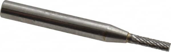SGS Pro - 1/8" Cut Diam, 1/4" Shank Diam, Cylinder with End Cut Head Double Cut Burr - Carbide, End Cut End, 1/2" LOC - Exact Tooling