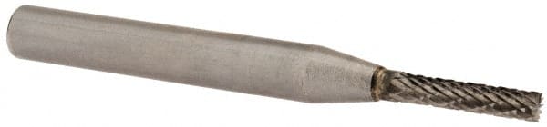 SGS Pro - 1/8" Cut Diam, 1/4" Shank Diam, Cylinder with End Cut Head Double Cut Burr - Carbide, End Cut End, 5/8" LOC, 2" OAL - Exact Tooling