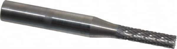 SGS Pro - 5/32" Cut Diam, 1/4" Shank Diam, Cylinder with End Cut Head Double Cut Burr - Carbide, End Cut End, 5/8" LOC - Exact Tooling