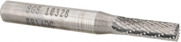 SGS Pro - 3/16" Cut Diam, 1/4" Shank Diam, Cylinder with End Cut Head Double Cut Burr - Carbide, End Cut End, 5/8" LOC, 2" OAL - Exact Tooling