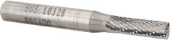 SGS Pro - 3/16" Cut Diam, 1/4" Shank Diam, Cylinder with End Cut Head Double Cut Burr - Carbide, End Cut End, 5/8" LOC, 2" OAL - Exact Tooling