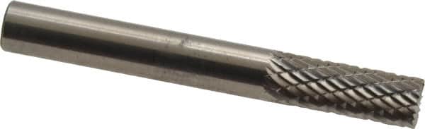 SGS Pro - 1/4" Cut Diam, 1/4" Shank Diam, Cylinder with End Cut Head Double Cut Burr - Carbide, End Cut End, 5/8" LOC, 2" OAL - Exact Tooling