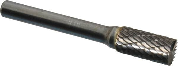 SGS Pro - 3/8" Cut Diam, 1/4" Shank Diam, Cylinder with End Cut Head Double Cut Burr - Carbide, End Cut End, 3/4" LOC, 2-1/2" OAL - Exact Tooling