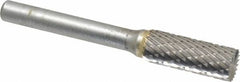 SGS Pro - 3/8" Cut Diam, 1/4" Shank Diam, Cylinder with End Cut Head Double Cut Burr - Carbide, End Cut End, 1" LOC - Exact Tooling