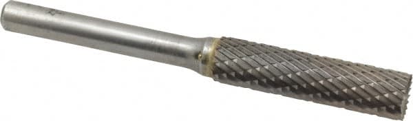 SGS Pro - 3/8" Cut Diam, 1/4" Shank Diam, Cylinder with End Cut Head Double Cut Burr - Carbide, End Cut End, 1-1/2" LOC - Exact Tooling