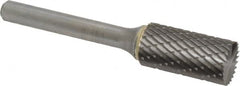SGS Pro - 1/2" Cut Diam, 1/4" Shank Diam, Cylinder with End Cut Head Double Cut Burr - Carbide, End Cut End, 1" LOC, 2-3/4" OAL - Exact Tooling