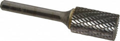 SGS Pro - 5/8" Cut Diam, 1/4" Shank Diam, Cylinder with End Cut Head Double Cut Burr - Carbide, End Cut End, 1" LOC, 2-3/4" OAL - Exact Tooling