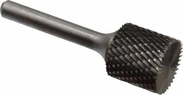 SGS Pro - 3/4" Cut Diam, 1/4" Shank Diam, Cylinder with End Cut Head Double Cut Burr - Carbide, End Cut End, 3/4" LOC, 2-1/2" OAL - Exact Tooling