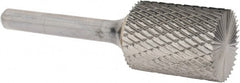 SGS Pro - 3/4" Cut Diam, 1/4" Shank Diam, Cylinder with End Cut Head Double Cut Burr - Carbide, End Cut End, 1" LOC - Exact Tooling