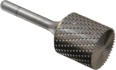 SGS Pro - 1" Cut Diam, 1/4" Shank Diam, Cylinder with End Cut Head Double Cut Burr - Carbide, End Cut End, 1" LOC, 2-3/4" OAL - Exact Tooling