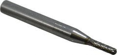 SGS Pro - 1/8" Cut Diam, 1/4" Shank Diam, Cylinder with Radius Head Double Cut Burr - Carbide, Radius End, 1/2" LOC - Exact Tooling