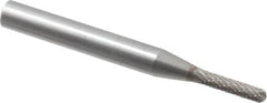 SGS Pro - 1/8" Cut Diam, 1/4" Shank Diam, Cylinder with Radius Head Double Cut Burr - Carbide, Radius End, 5/8" LOC - Exact Tooling
