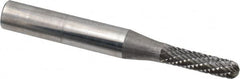 SGS Pro - 5/32" Cut Diam, 1/4" Shank Diam, Cylinder with Radius Head Double Cut Burr - Carbide, Radius End, 5/8" LOC - Exact Tooling