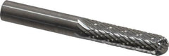 SGS Pro - 1/4" Cut Diam, 1/4" Shank Diam, Cylinder with Radius Head Double Cut Burr - Carbide, Radius End, 1" LOC, 2" OAL - Exact Tooling