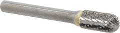 SGS Pro - 3/8" Cut Diam, 1/4" Shank Diam, Cylinder with Radius Head Double Cut Burr - Carbide, Radius End, 3/4" LOC, 2-1/2" OAL - Exact Tooling