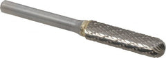 SGS Pro - 3/8" Cut Diam, 1/4" Shank Diam, Cylinder with Radius Head Double Cut Burr - Carbide, Radius End, 1-1/2" LOC - Exact Tooling