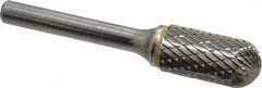 SGS Pro - 1/2" Cut Diam, 1/4" Shank Diam, Cylinder with Radius Head Double Cut Burr - Carbide, Radius End, 1" LOC, 2-3/4" OAL - Exact Tooling