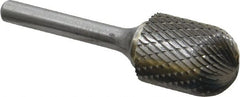 SGS Pro - 3/4" Cut Diam, 1/4" Shank Diam, Cylinder with Radius Head Double Cut Burr - Carbide, Radius End, 1" LOC, 2-3/4" OAL - Exact Tooling