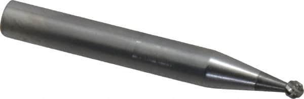 SGS Pro - 1/8" Cut Diam, 1/4" Shank Diam, Ball Head Double Cut Burr - Carbide, Radius End, 3/32" LOC - Exact Tooling