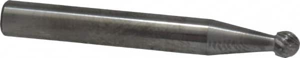 SGS Pro - 3/16" Cut Diam, 1/4" Shank Diam, Ball Head Double Cut Burr - Carbide, Radius End, 1/8" LOC - Exact Tooling