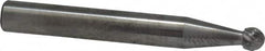SGS Pro - 3/16" Cut Diam, 1/4" Shank Diam, Ball Head Double Cut Burr - Carbide, Radius End, 1/8" LOC - Exact Tooling
