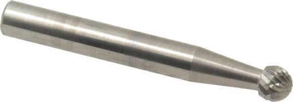 SGS Pro - 1/4" Cut Diam, 1/4" Shank Diam, Ball Head Double Cut Burr - Carbide, Radius End, 7/32" LOC - Exact Tooling