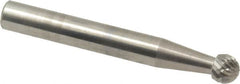 SGS Pro - 1/4" Cut Diam, 1/4" Shank Diam, Ball Head Double Cut Burr - Carbide, Radius End, 7/32" LOC - Exact Tooling