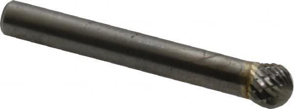 SGS Pro - 5/16" Cut Diam, 1/4" Shank Diam, Ball Head Double Cut Burr - Carbide, Radius End, 1/4" LOC - Exact Tooling